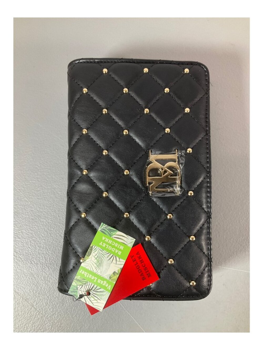 Badgley Mischka Unisex Vegan Leather Large Crossbody Bag in Black - Style 550849